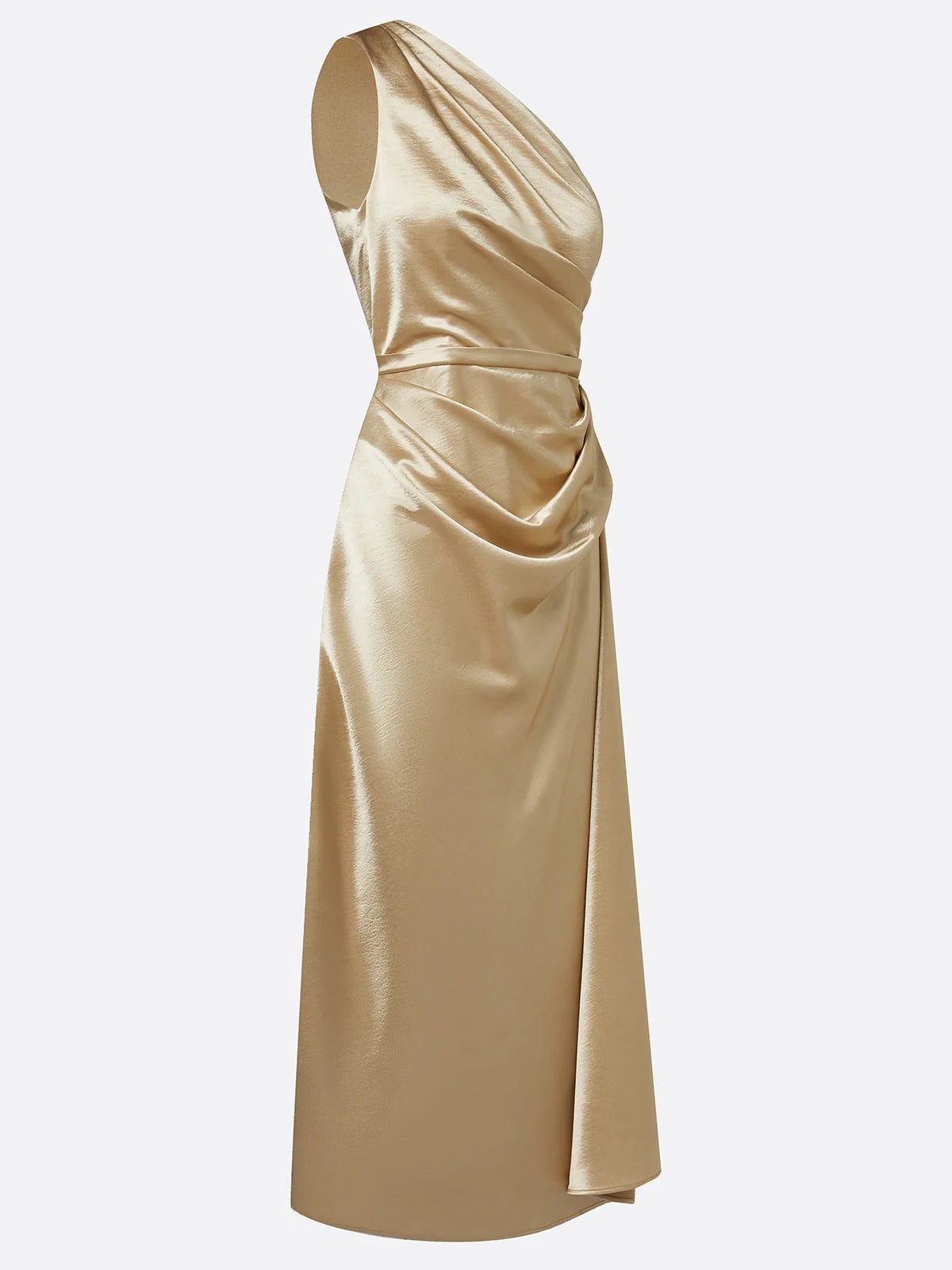 One-Shoulder Ruched Wedding Guest Midi Dress for Women - View 10