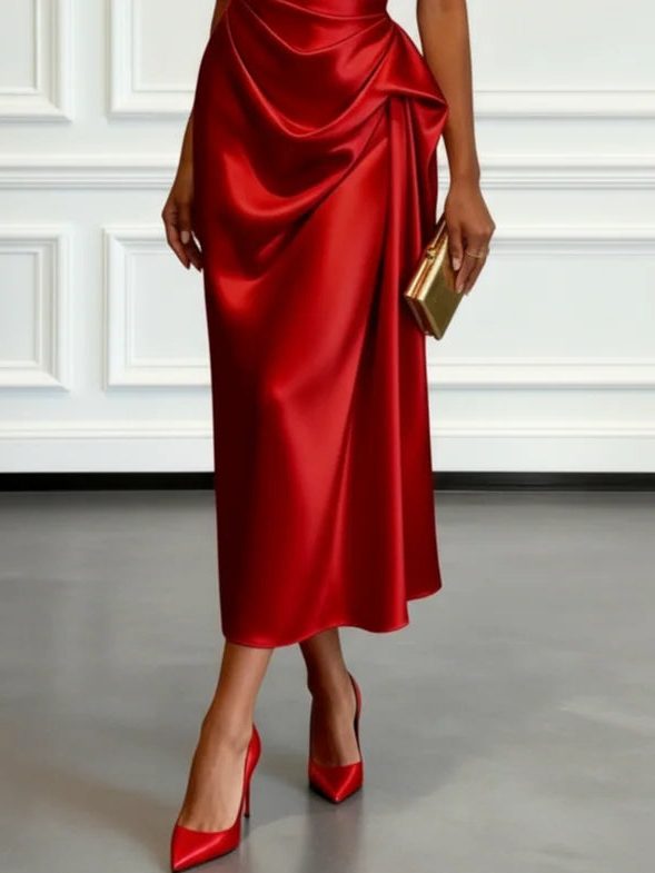 One-Shoulder Ruched Wedding Guest Midi Dress for Women - View 15