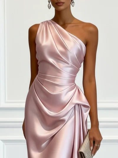 One-Shoulder Ruched Wedding Guest Midi Dress for Women - View 16