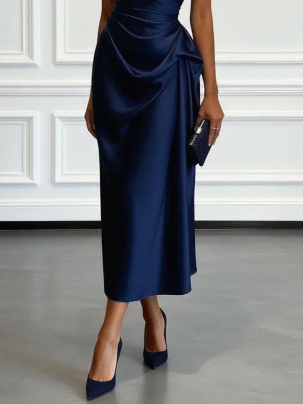 One-Shoulder Ruched Wedding Guest Midi Dress for Women - View 19