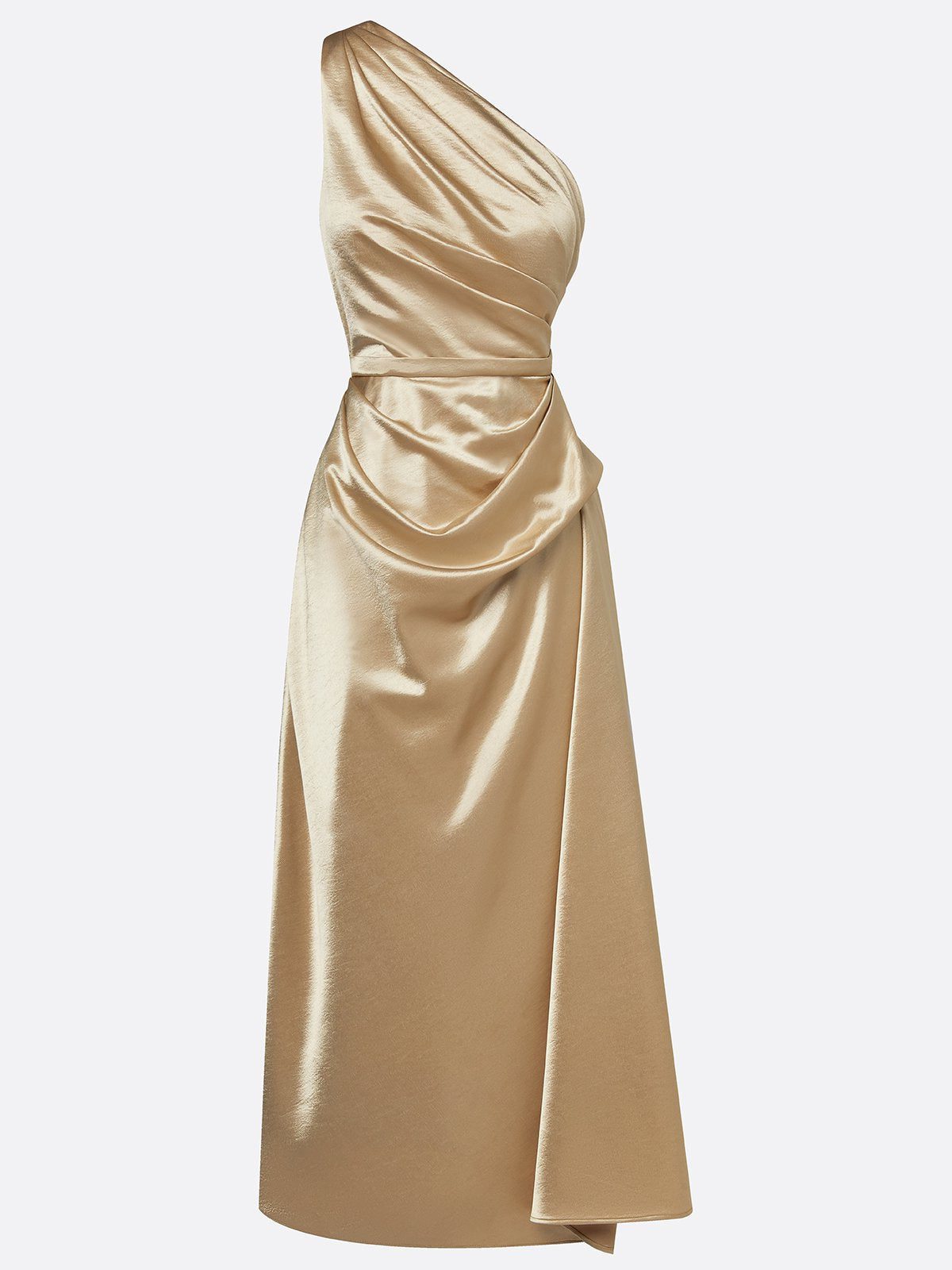 One-Shoulder Ruched Wedding Guest Midi Dress for Women - View 8