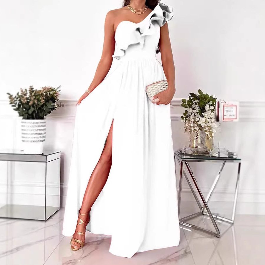 One-Shoulder Ruffle Maxi Dress for Women