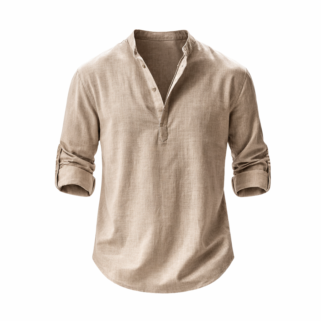 Relaxed Fit Henley Shirt for Men