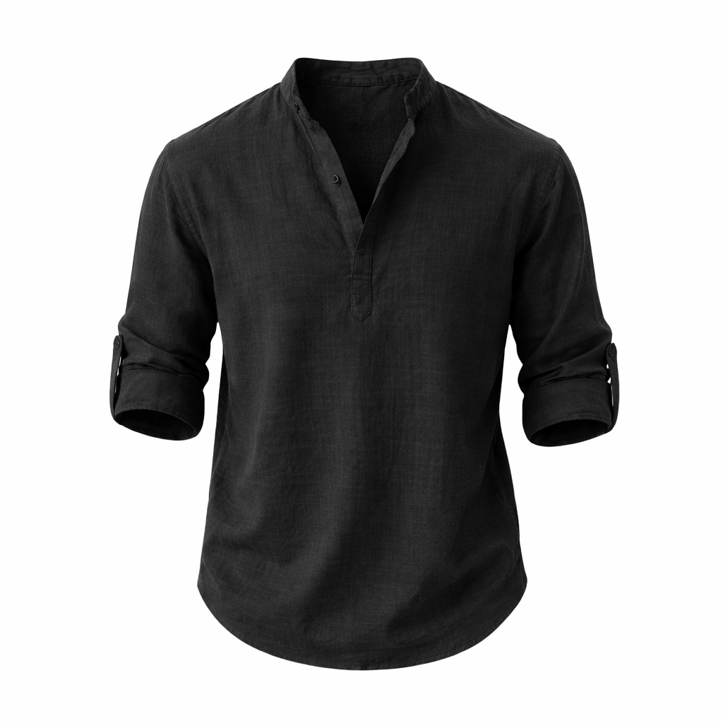 Relaxed Fit Henley Shirt for Men