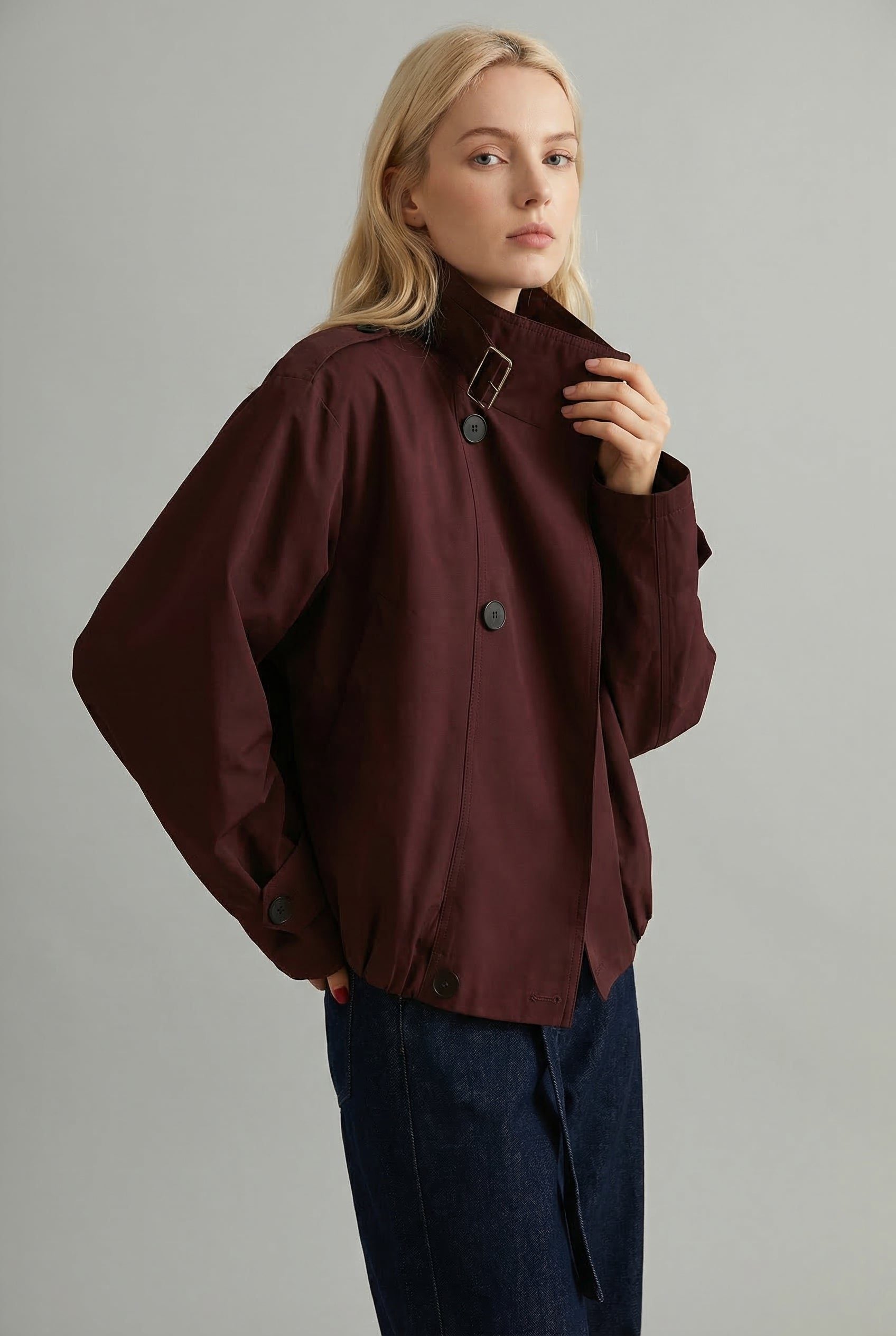 Oversized Cropped Trench Coat for Women - View 4