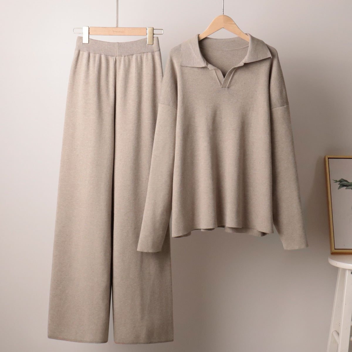 Oversized Polo Wide Leg Loungewear Set for Women - View 5