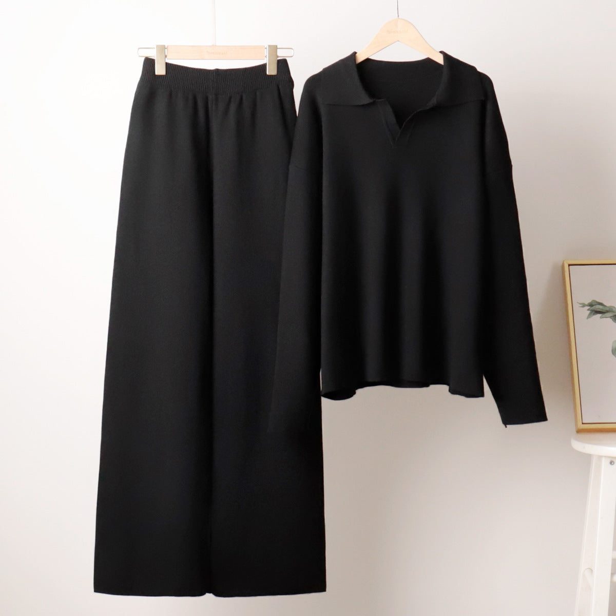 Oversized Polo Wide Leg Loungewear Set for Women - View 6