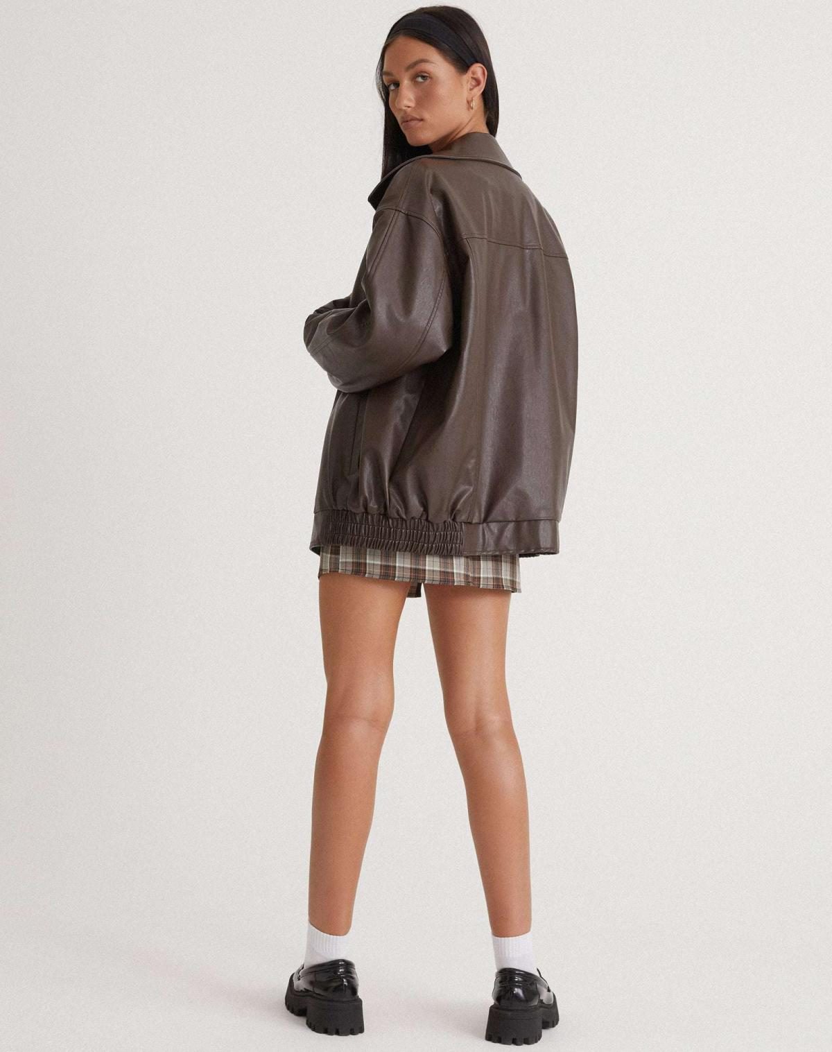 Oversized PU Leather Jacket for Women - View 4