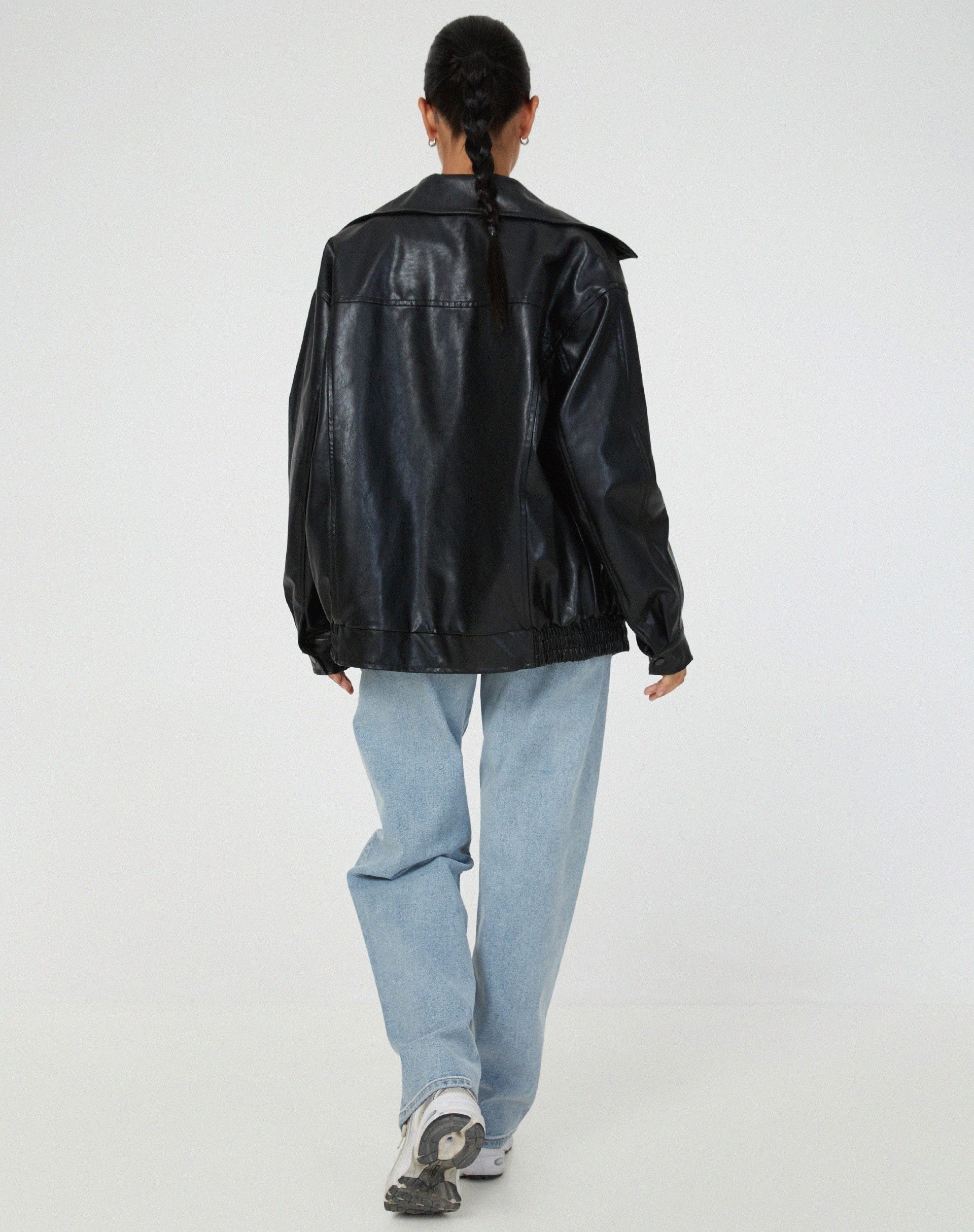 Oversized PU Leather Jacket for Women - View 6