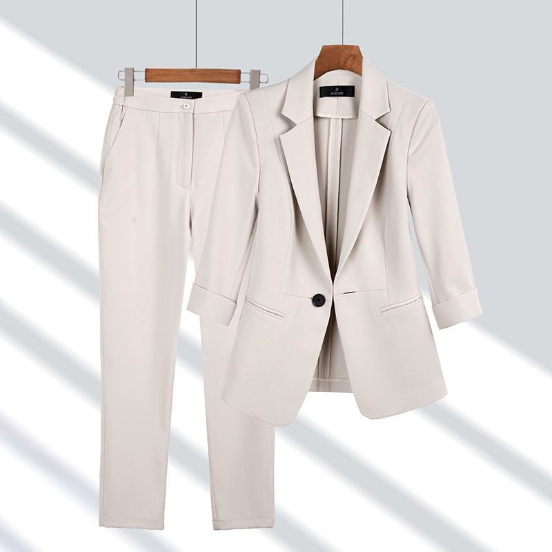 Oversized Single-Button Blazer and Straight Leg Trousers Set for Women
