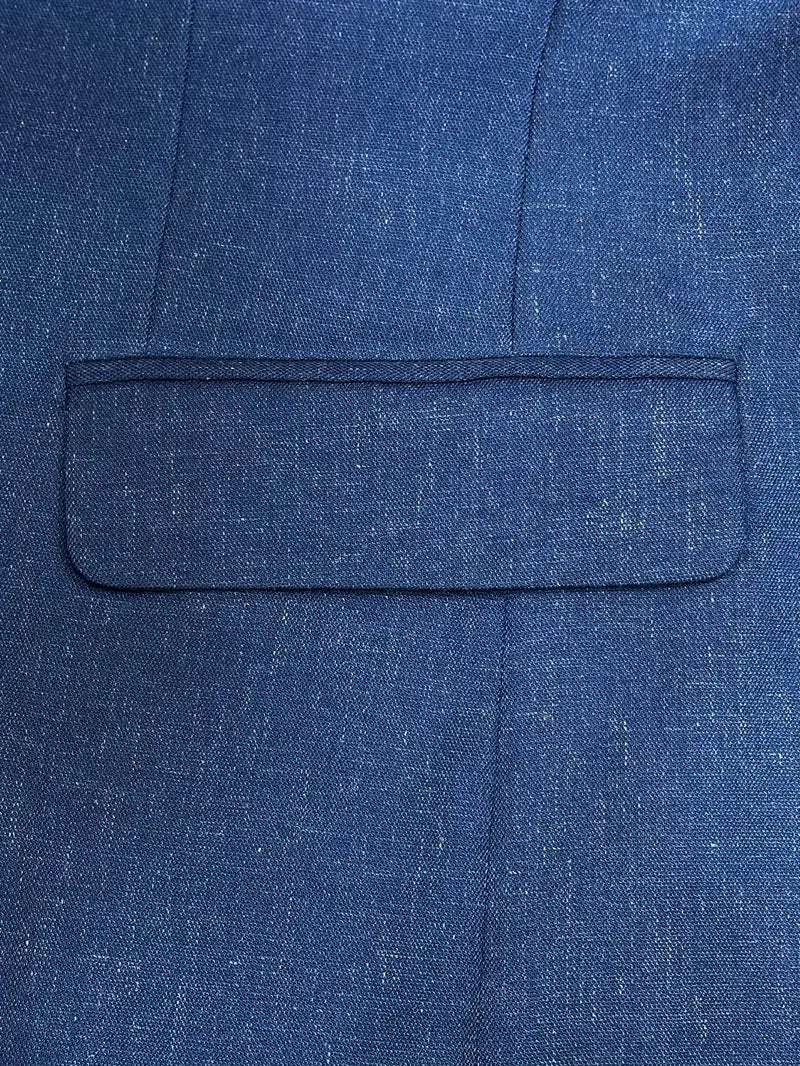 Linen Blend Slim Fit Blazer and Trousers Set for Men