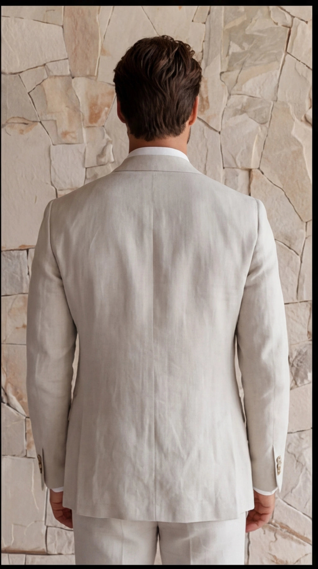 Linen Blend Slim Fit Blazer and Trousers Set for Men