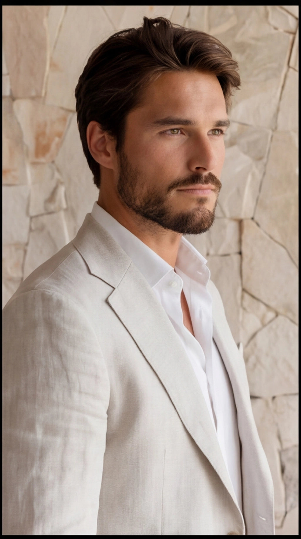 Linen Blend Slim Fit Blazer and Trousers Set for Men