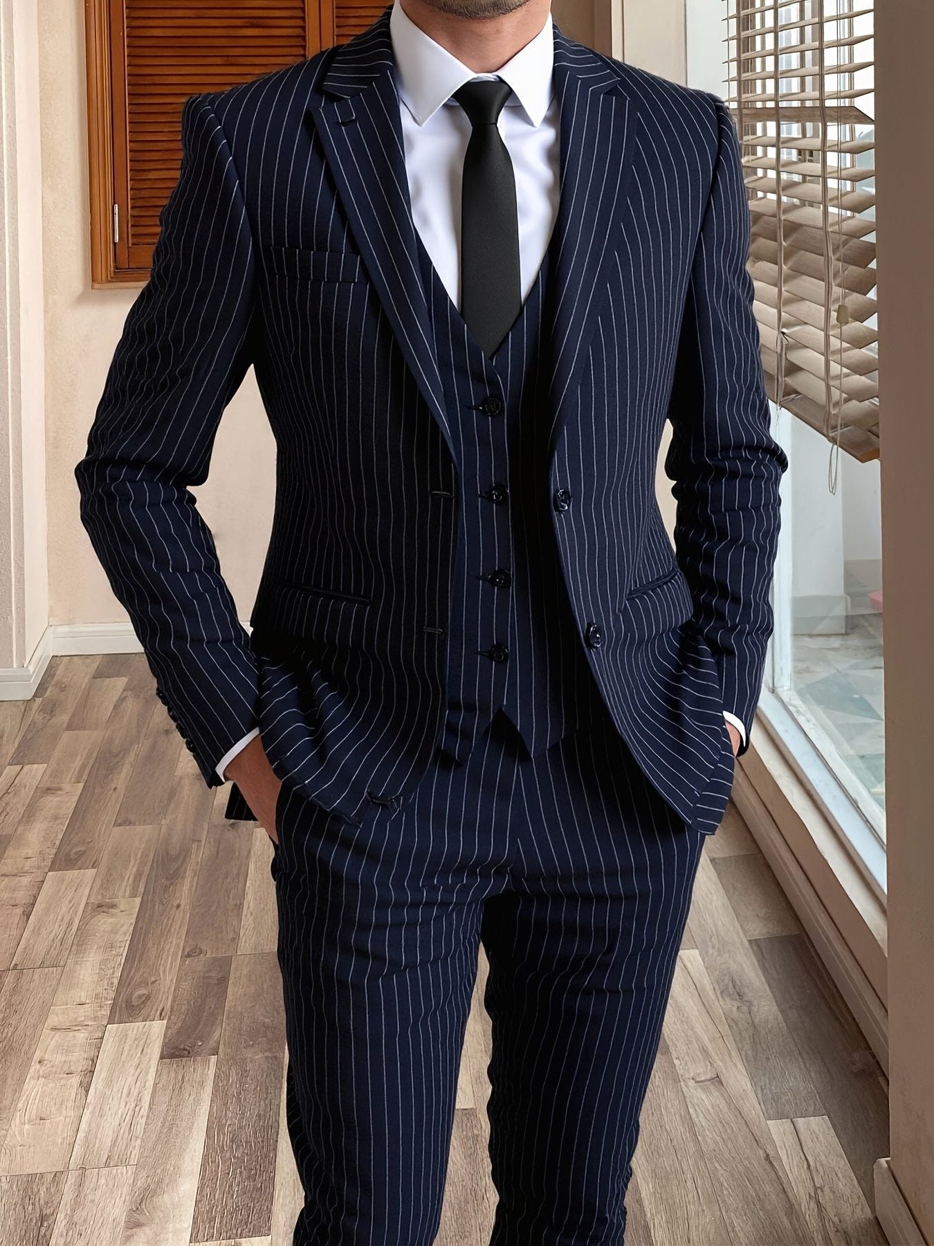 Pinstripe Three-Piece Suit for Men - View 7
