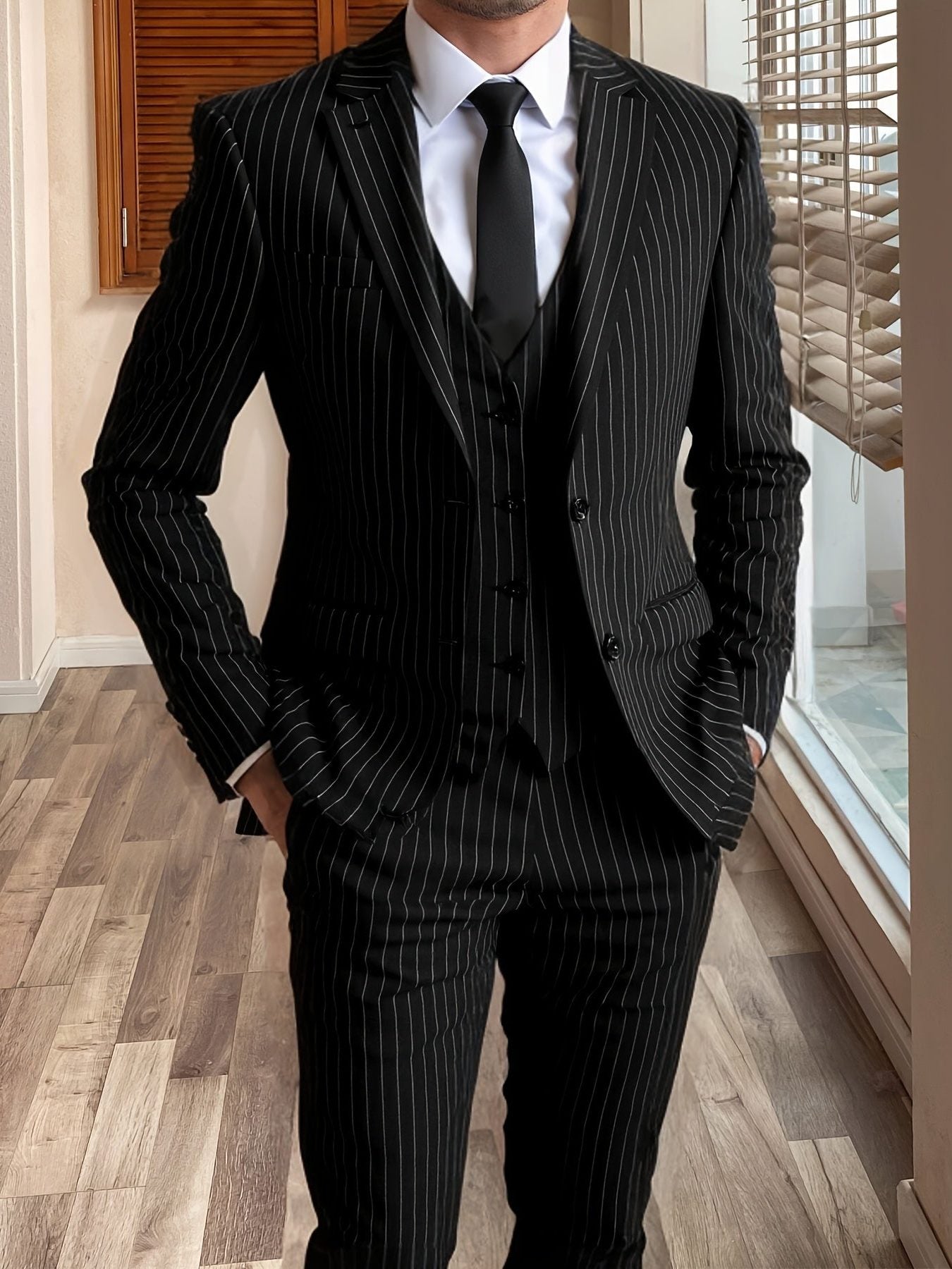 Pinstripe Three-Piece Suit for Men - View 10