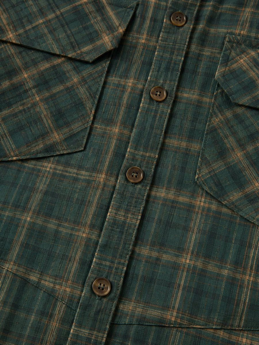 Plaid Button-Down Maxi Shirt Dress Formal for Women - View 5