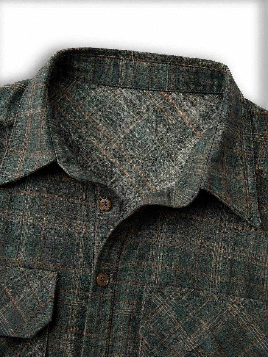 Plaid Button-Down Maxi Shirt Dress Formal for Women - View 7