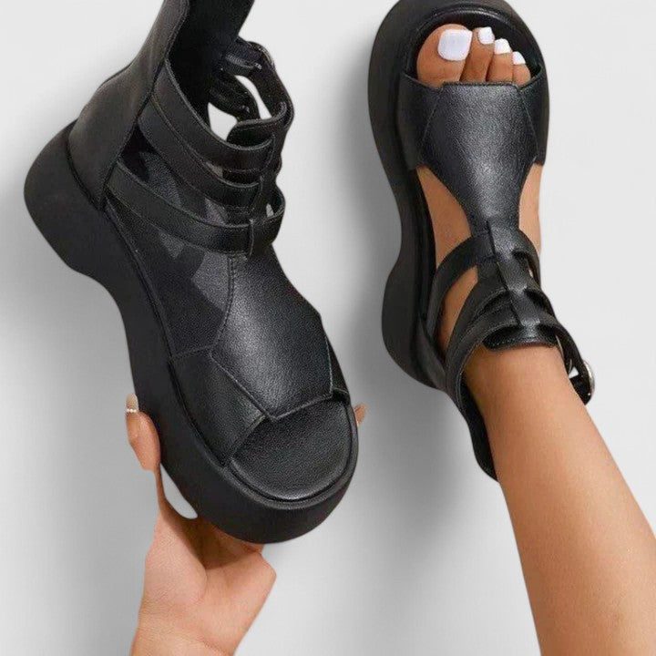 Platform Ankle Strap Sandals for Women - Black