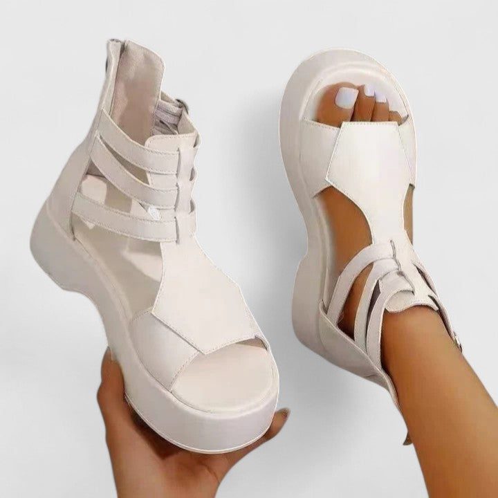 Platform Ankle Strap Sandals for Women - White