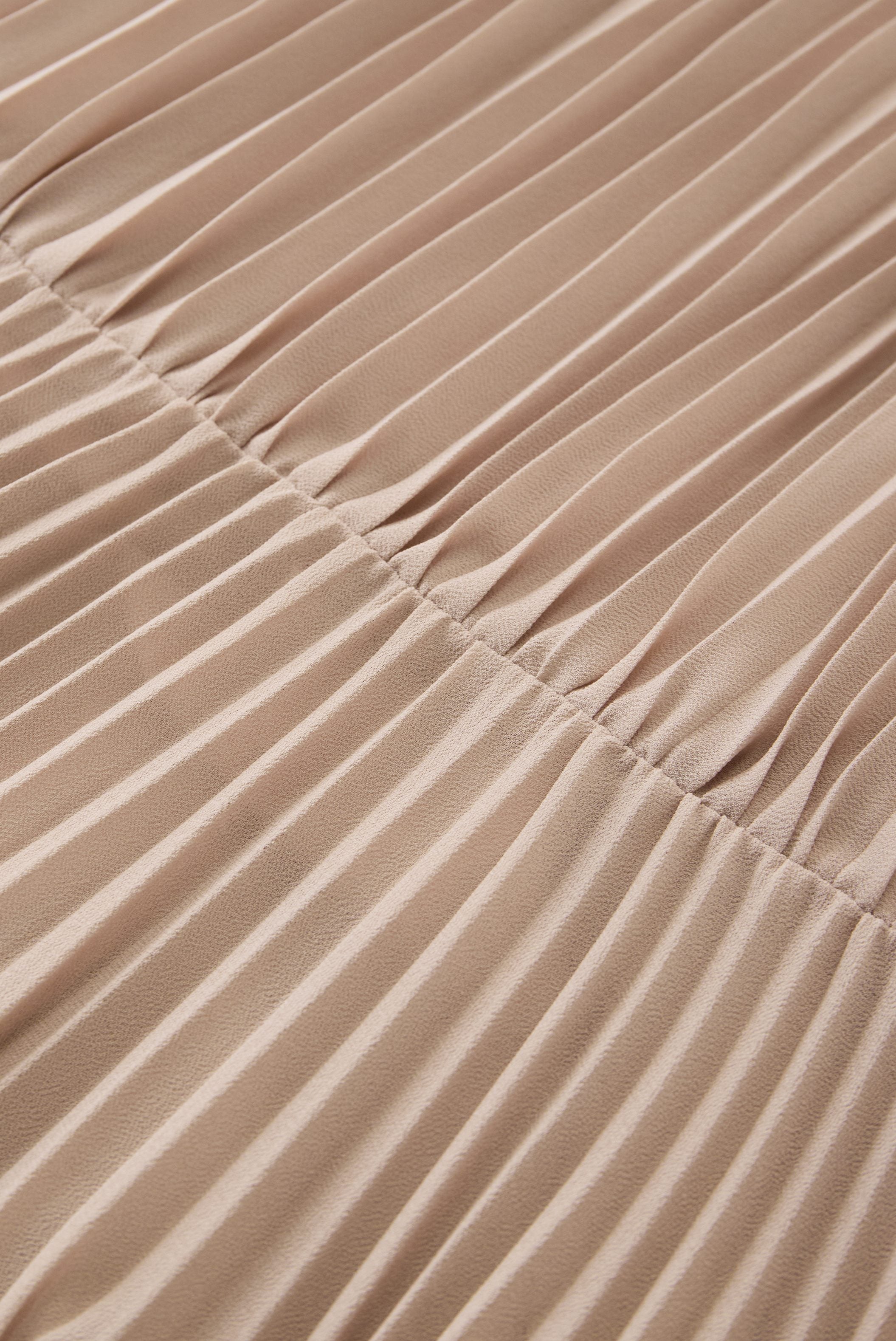 Pleated High-Neck Long Sleeve Maxi Dress for Women - View 5