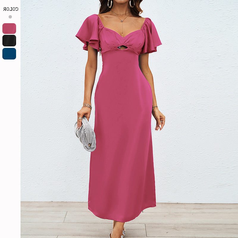Plunging V-Neck Wedding Guest Maxi Dress for Women