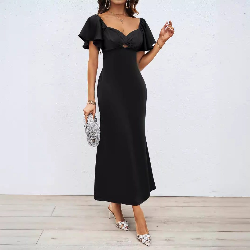 Plunging V-Neck Wedding Guest Maxi Dress for Women - View 3