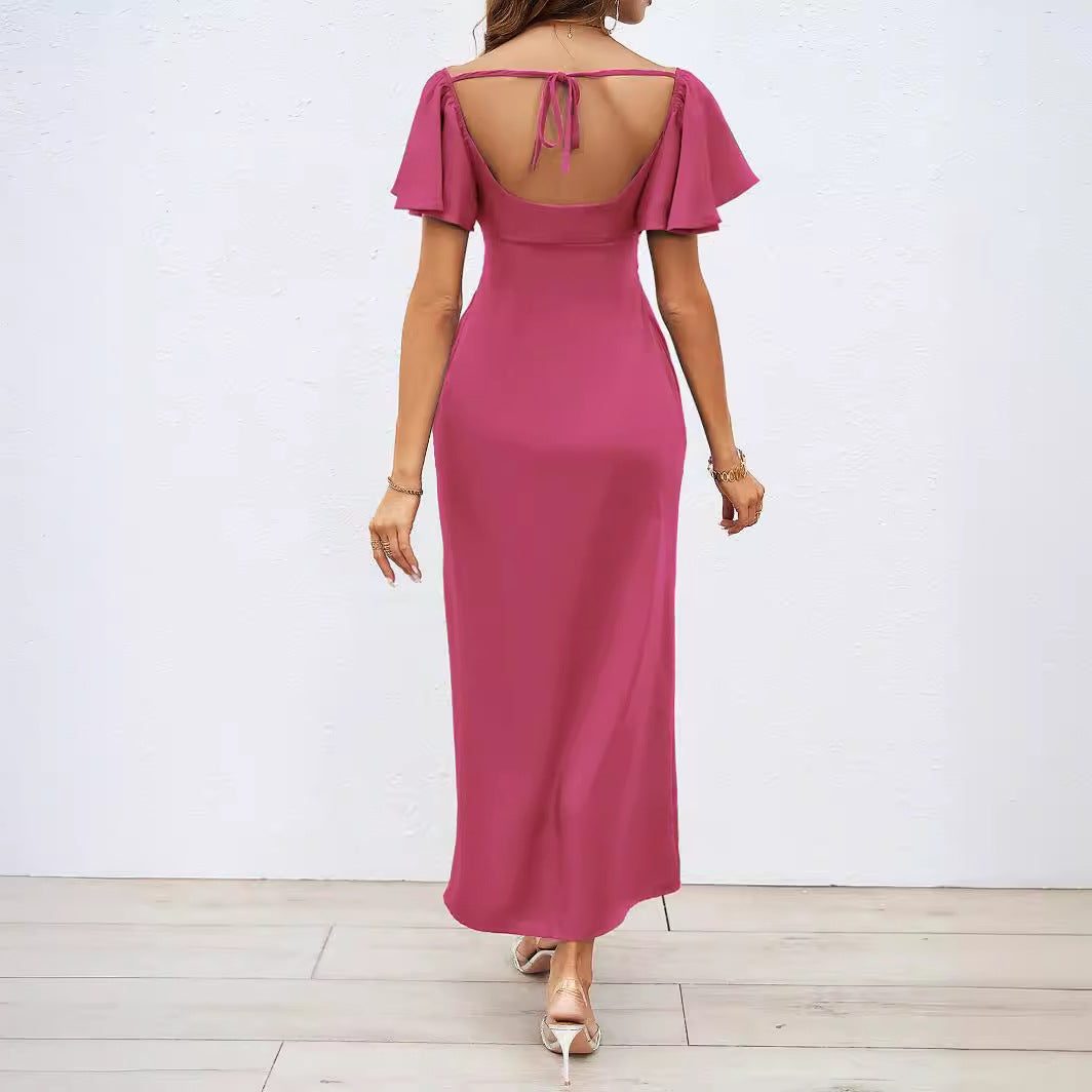 Plunging V-Neck Wedding Guest Maxi Dress for Women - View 4