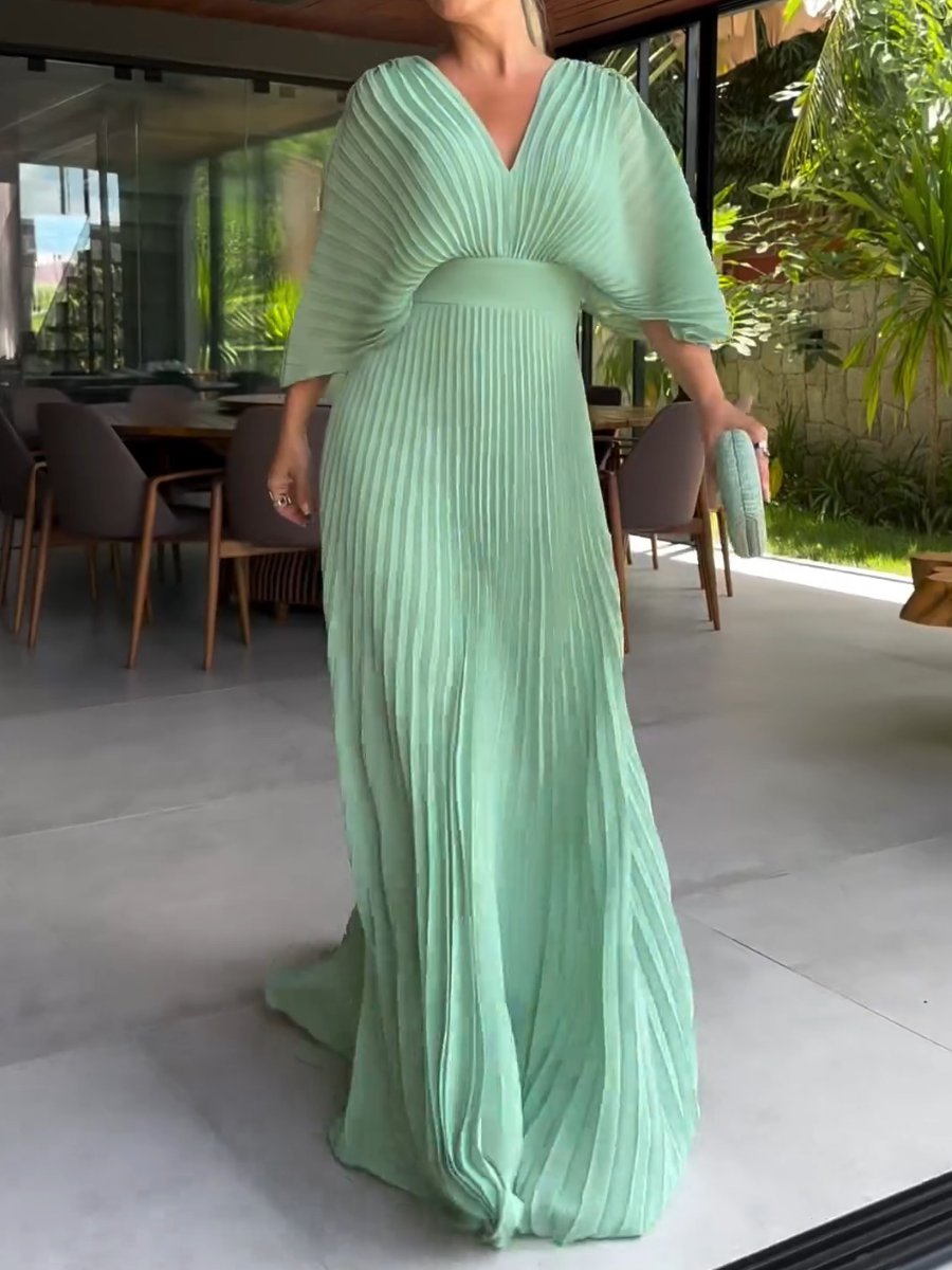 Pleated Maxi Dress Wedding Guest for Women