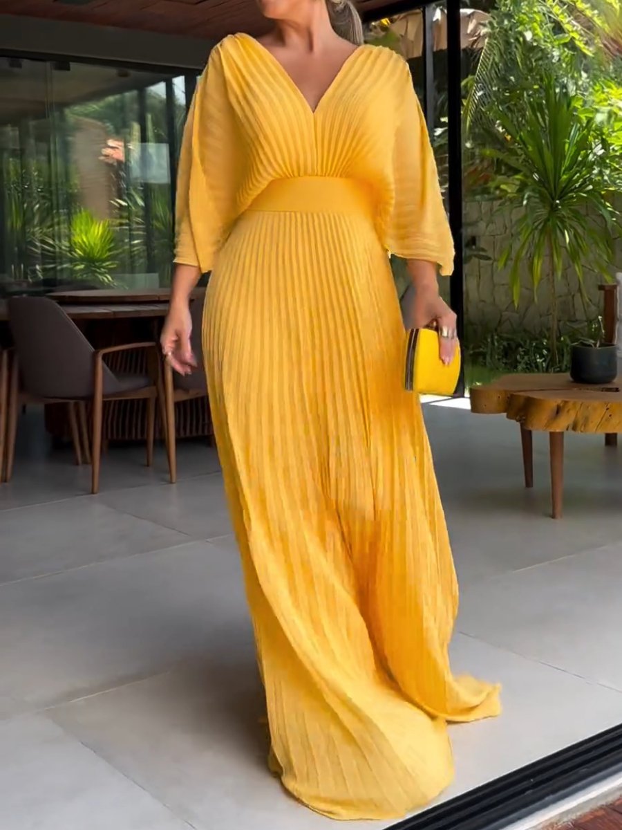 Pleated Maxi Dress Wedding Guest for Women