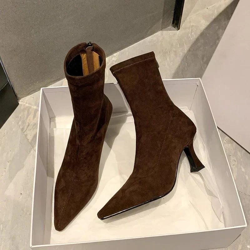 Pointed Toe Block Heel Ankle Boots for Women - View 3