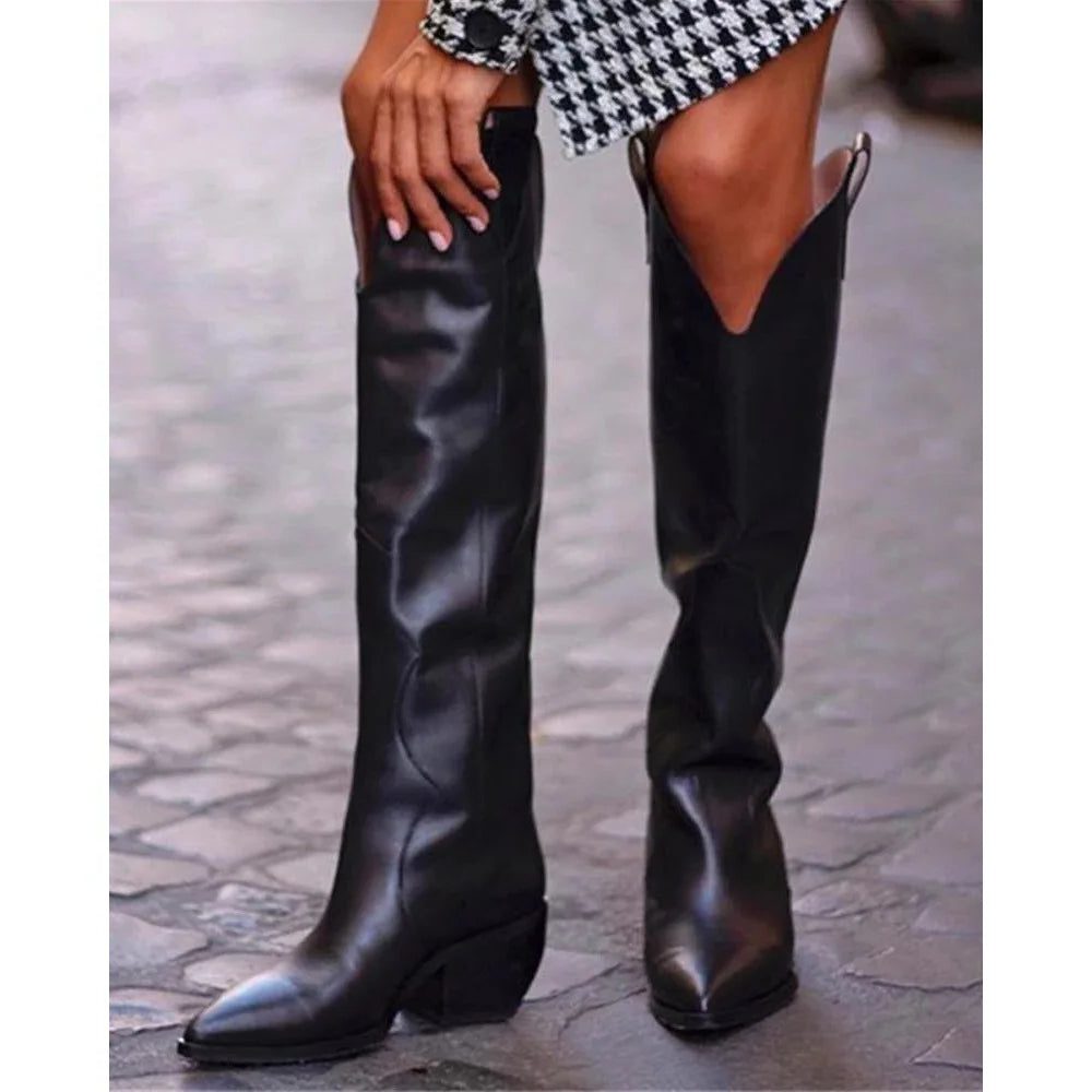 Pointed Toe Knee-High Western Boots for Women - View 3