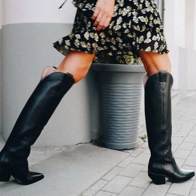 Pointed Toe Knee-High Western Boots for Women - View 4