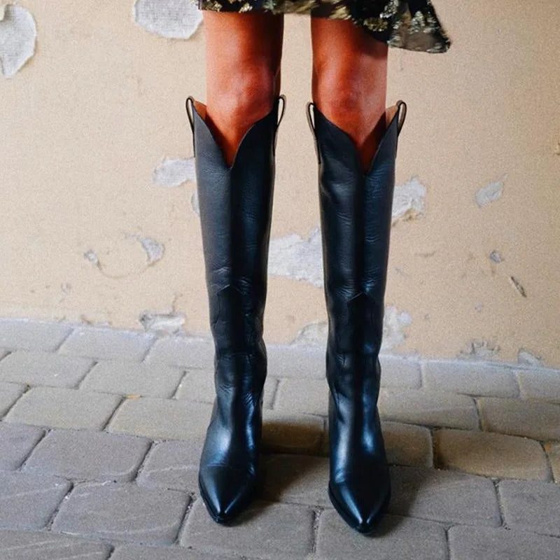 Pointed Toe Knee-High Western Boots for Women - View 5