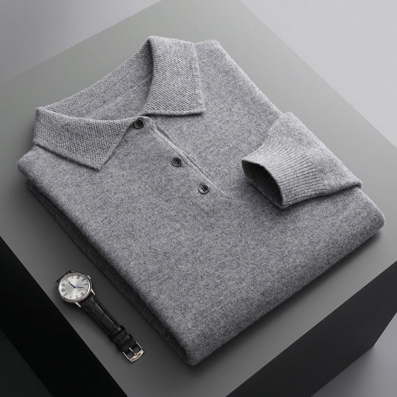 Polo Shirt with Ribbed Collar for Men - Grey
