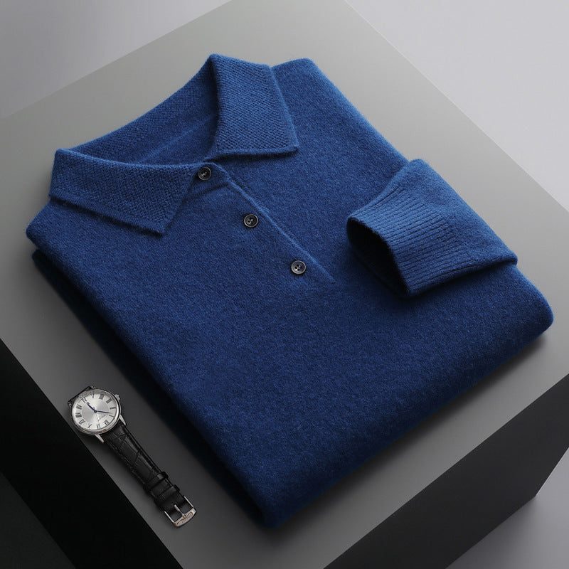 Polo Shirt with Ribbed Collar for Men - Royal Blue