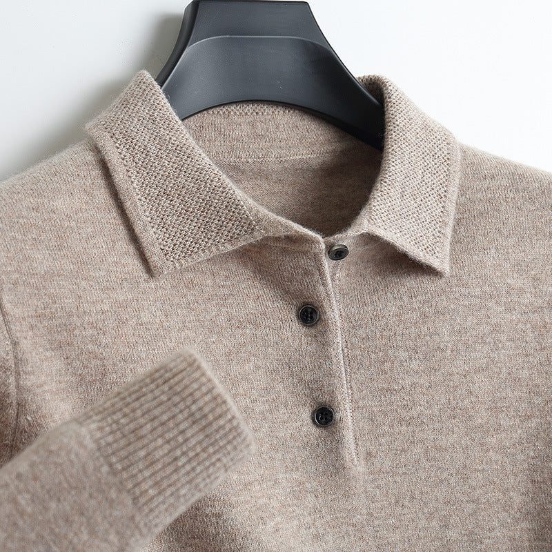 Polo Shirt with Ribbed Collar for Men - Khaki