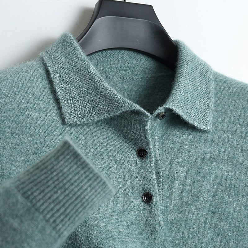 Polo Shirt with Ribbed Collar for Men - Green