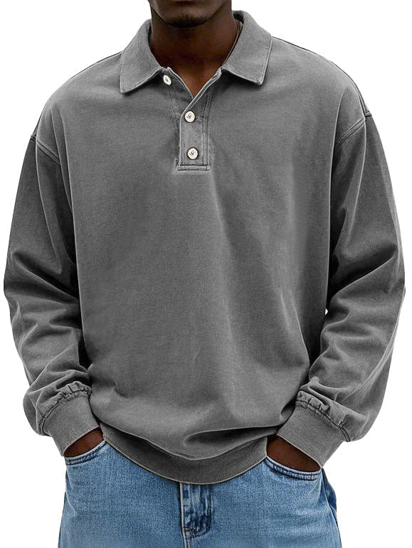 Oversized Long Sleeve Polo Shirt for Men