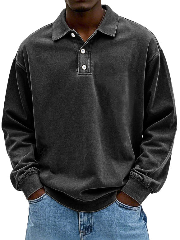 Oversized Long Sleeve Polo Shirt for Men