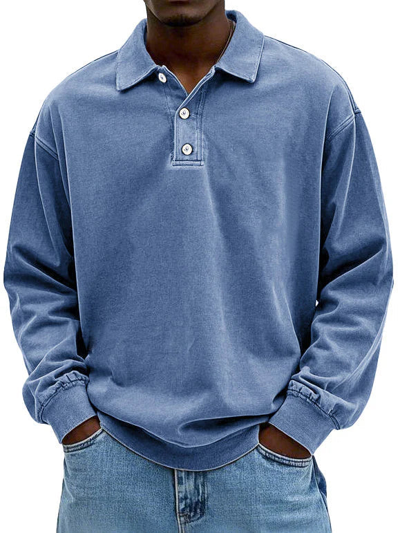 Oversized Long Sleeve Polo Shirt for Men