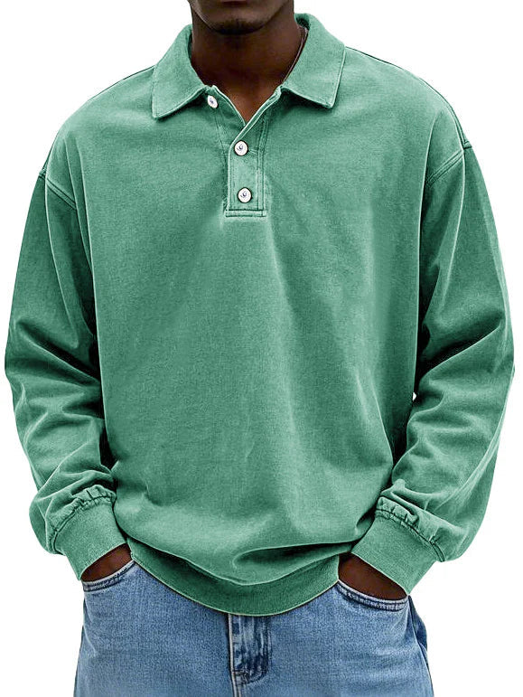 Oversized Long Sleeve Polo Shirt for Men