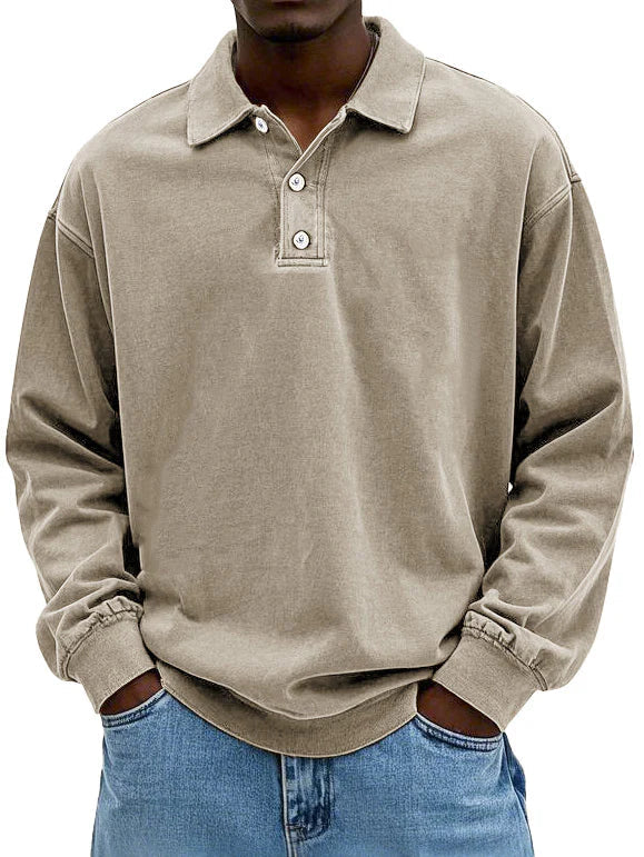 Oversized Long Sleeve Polo Shirt for Men