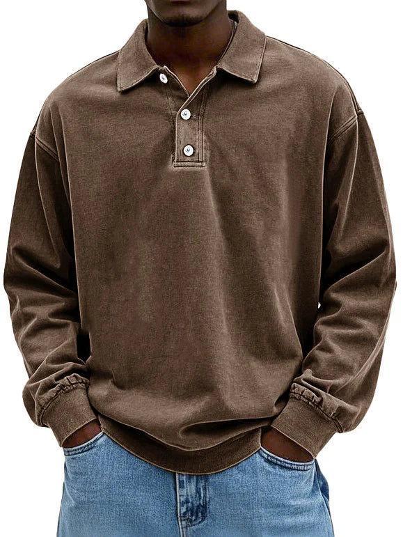 Oversized Long Sleeve Polo Shirt for Men