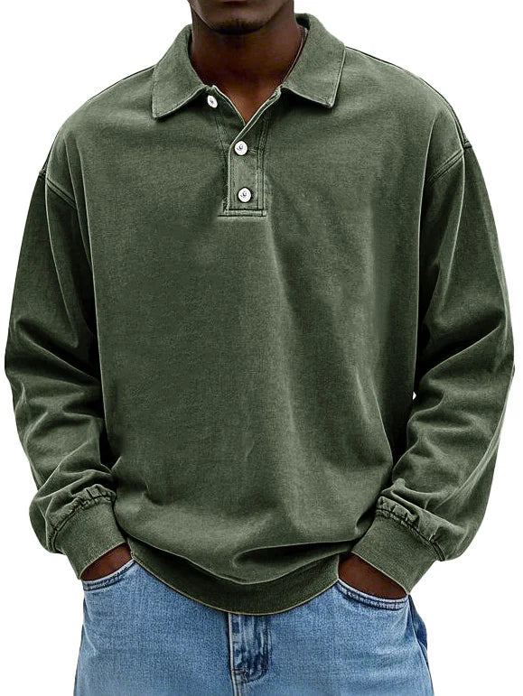 Oversized Long Sleeve Polo Shirt for Men