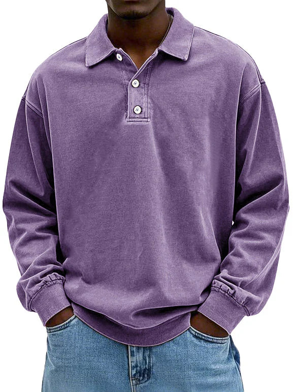 Oversized Long Sleeve Polo Shirt for Men