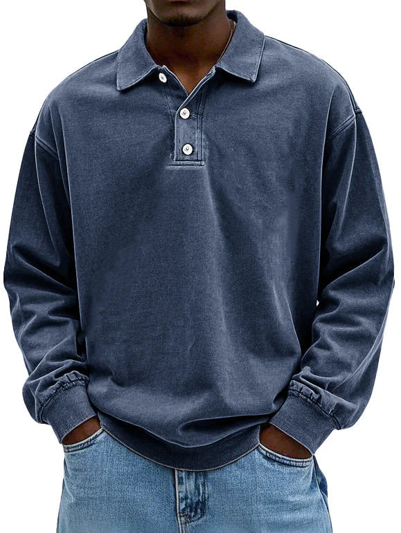 Oversized Long Sleeve Polo Shirt for Men
