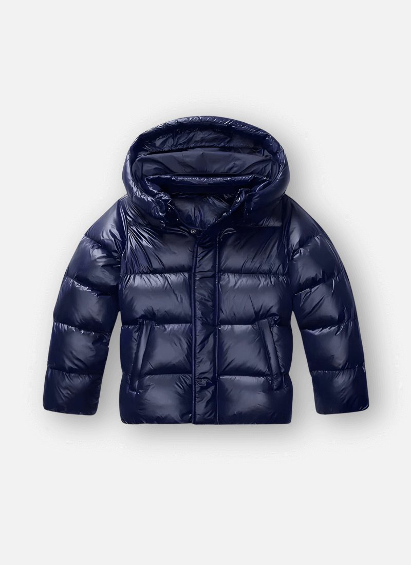 Quilted Puffer Jacket with Hood for Women - Blue