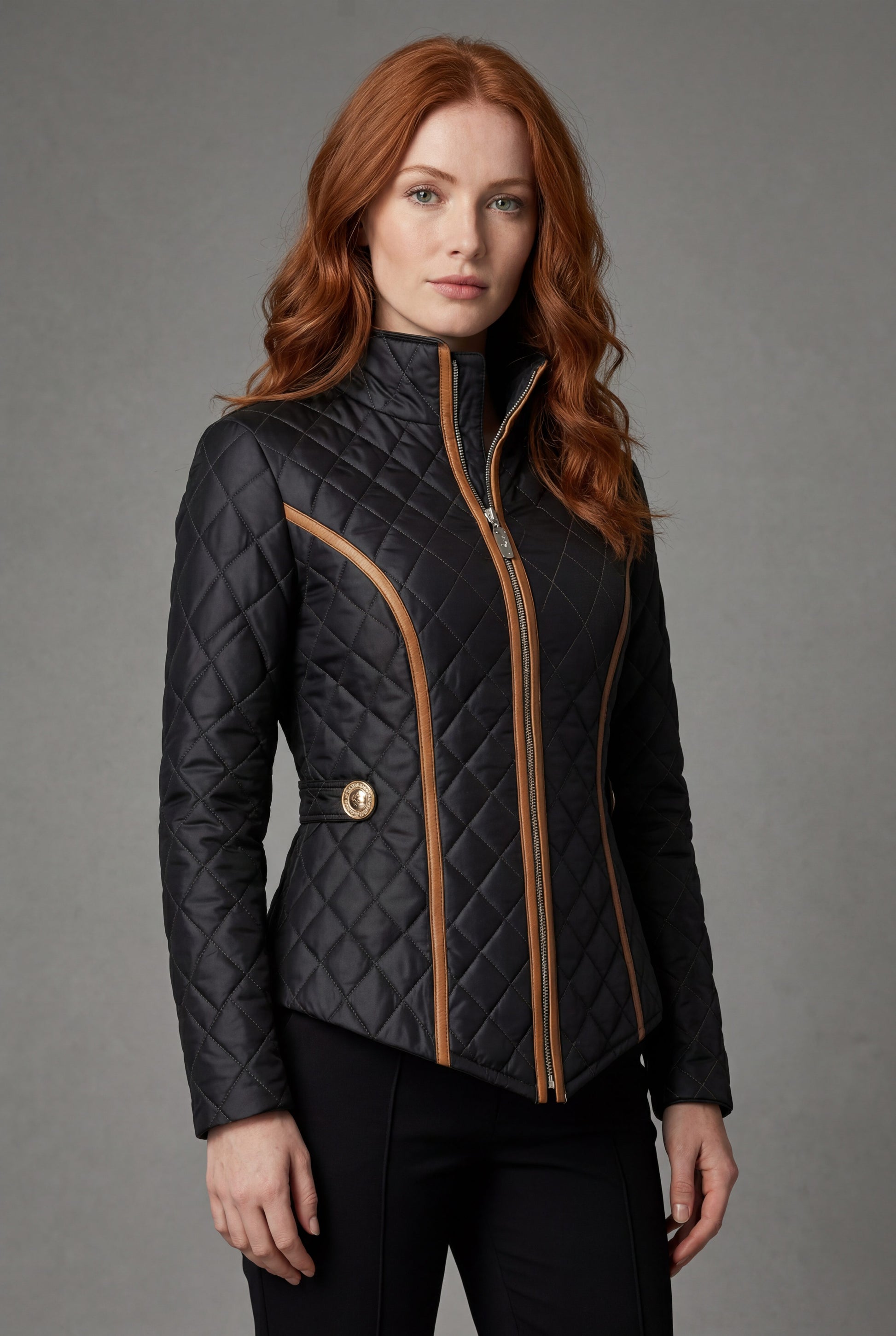 Quilted Zip-Up Jacket for Women