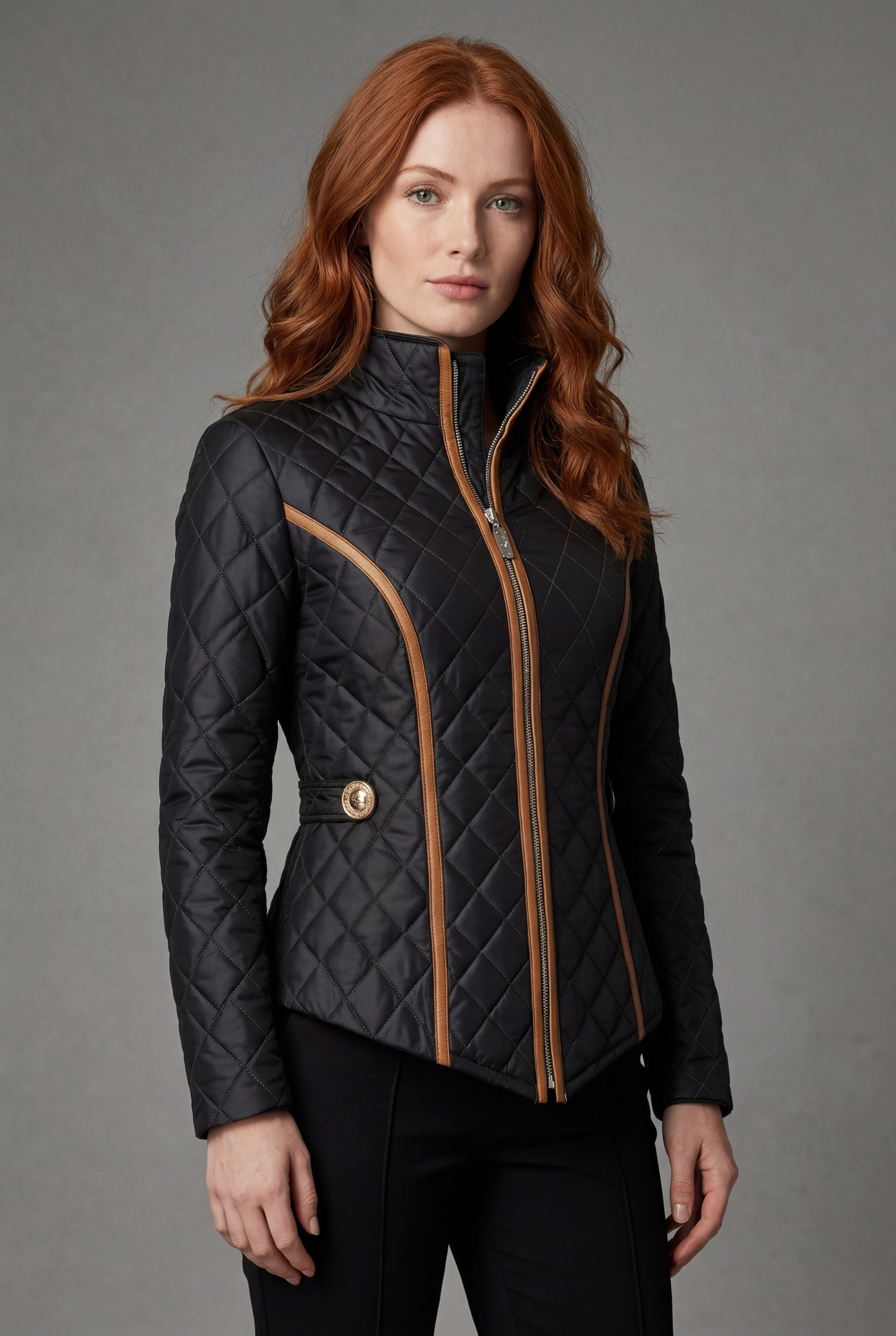 Quilted Zip-Up Jacket for Women