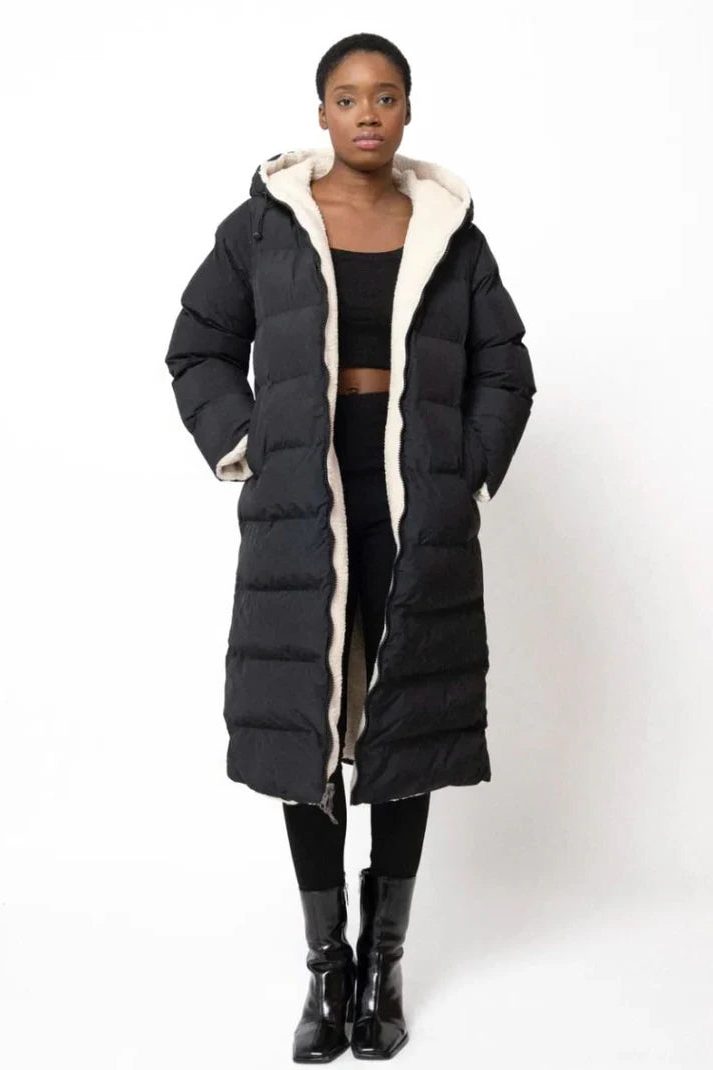 Reversible Sherpa Puffer Coat for Women - View 2